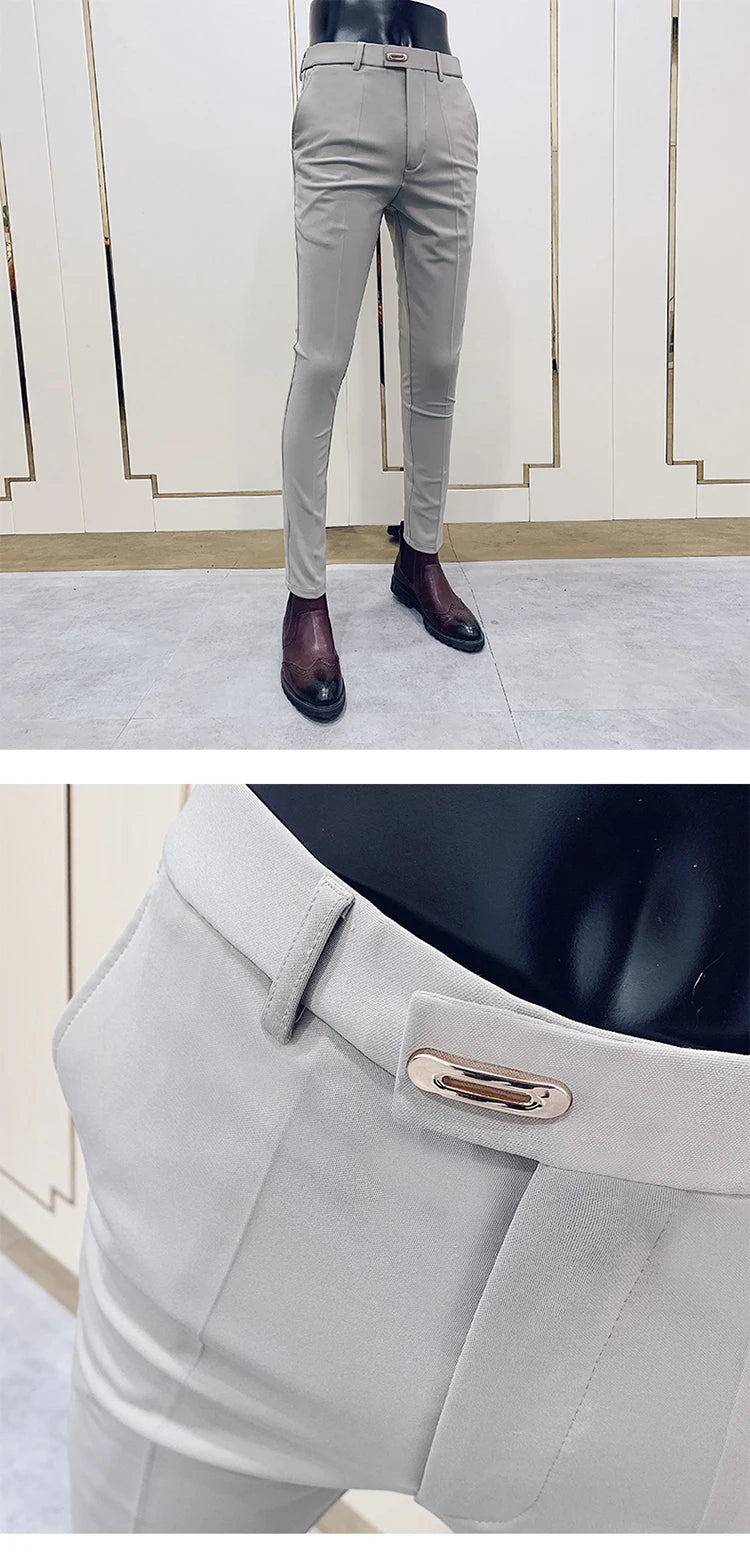 Men Suit Pants Formal Trousers Stretch Slim Pantalone Hombre Calça Masculina Solid Color Casual Dress Pants Fashion Men Clothing. Pantalones de Hombre, extra slim fit 2026. Elegantes