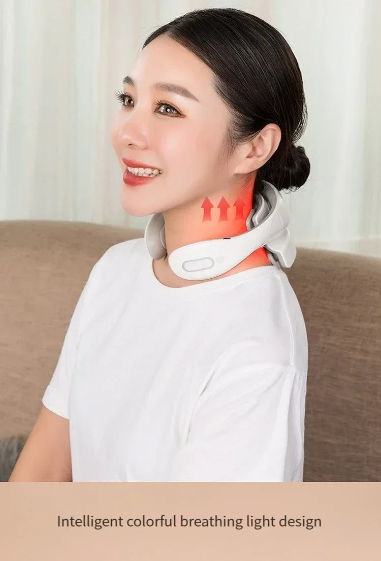 Masajeador Inteligente de Cuello y Hombros — Masaje Cervical con Vibración y Calor para Aliviar el Dolor, Pulso Terapéutico para las Vértebras Cervicales, Instrumento de Cuidado de la Salud