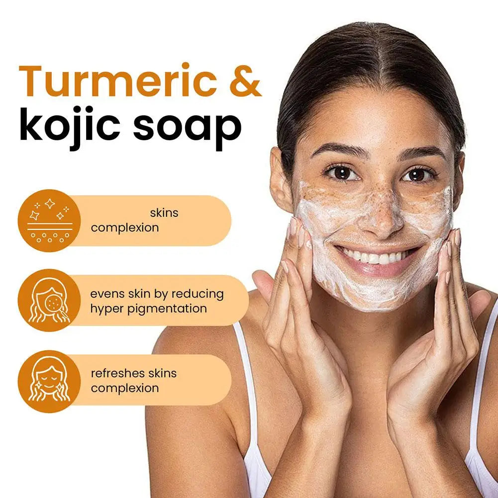 Turmeric Soap & Kojic Acid Soap Body And Facial Cleaning Handmade Soap For Dark Skin Glowing Even Skin Tone Tender Skin Care.2026 JABON MAGIGO FACIL DE CURCUMA HIDRATA Y REJUVENECE TU PIEL