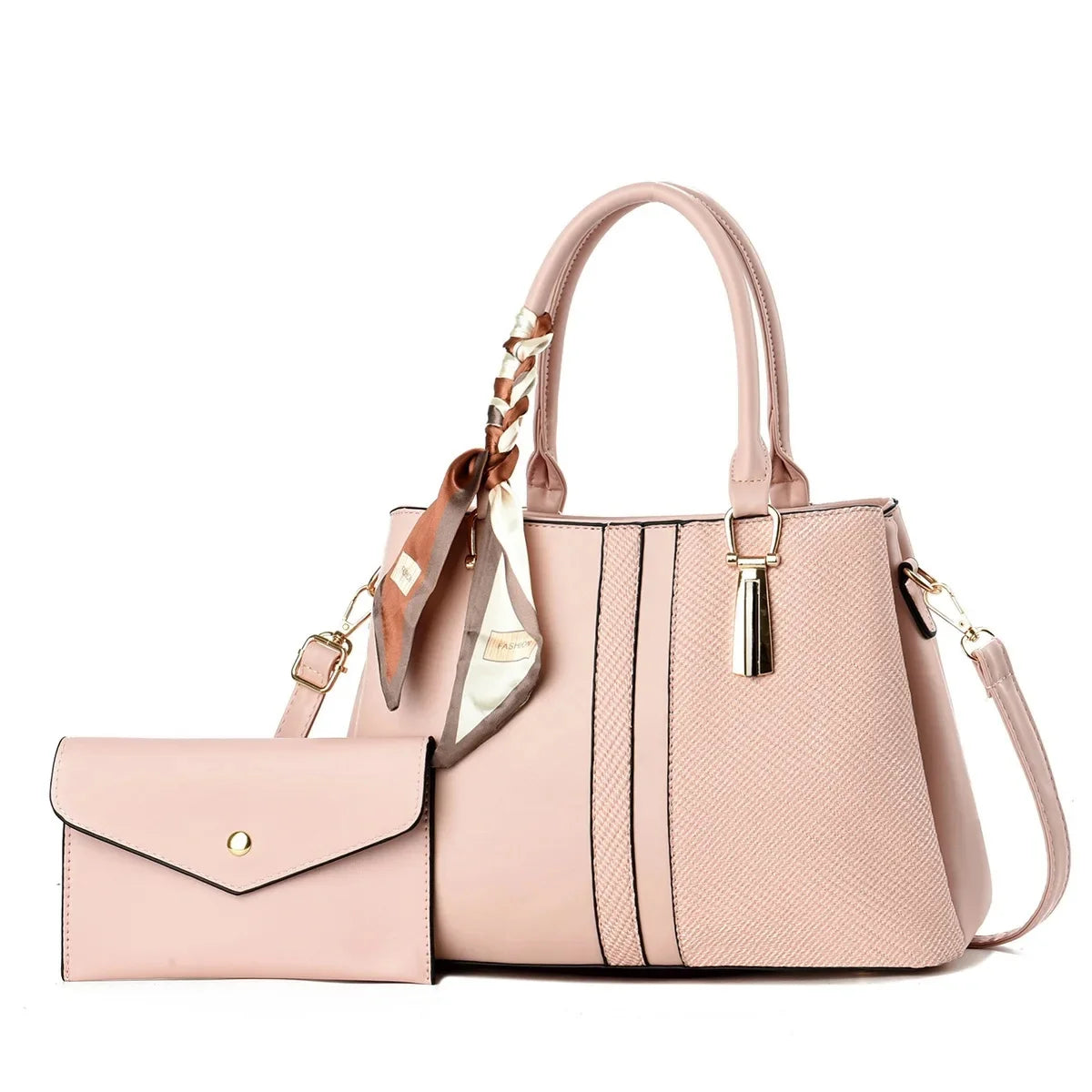 Large Capacity Fashion Color Block Mat Mother And Daughter Handbag Ladies Handbag with Scarf Soft Polyester Lining Zipper Closur 2026
