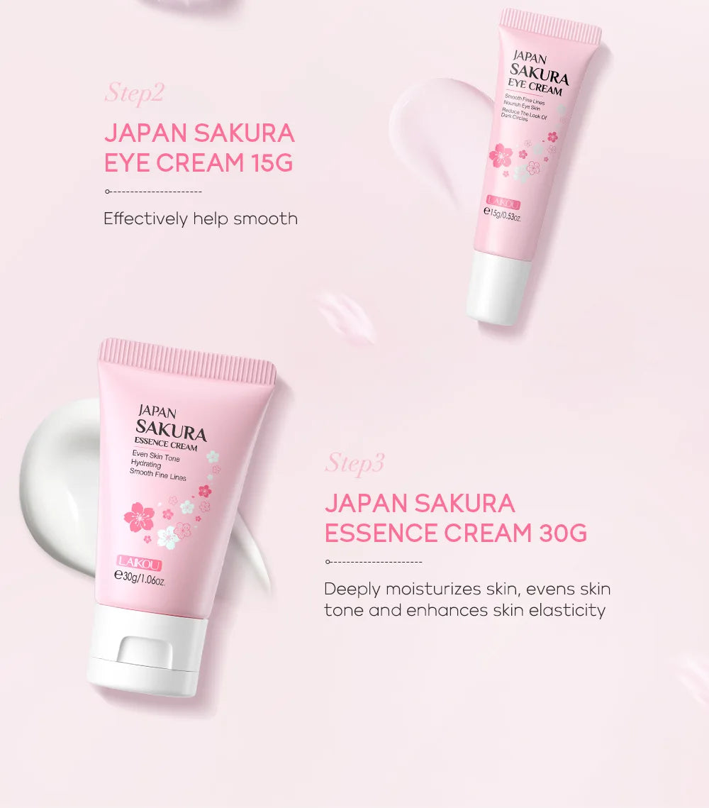 3pcs/set LAIKOU Vitamin C 24K Golden Sakura Skin Care Sets Face Cream Serum Eye Cream Moisturizing Anti Wrinkles Face Care Kit.2026 SKIN CARE REJUVENECEDOR, HUMECTANTE FACIAL
