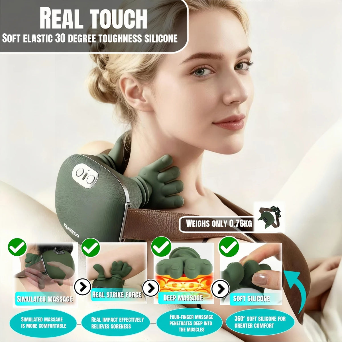 Masajeador de Cuello 2026 — Masajeador Eléctrico de Hombros y Cervical, Masaje de Tejido Profundo para el Cuerpo, Casi como un Masajista Real