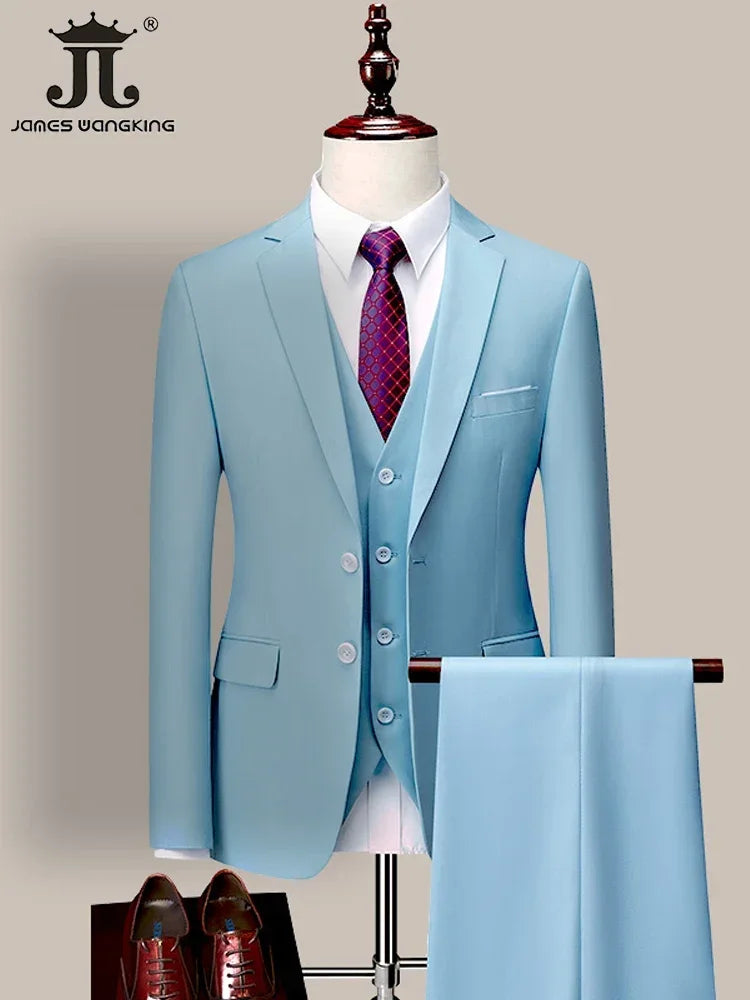 14 Color M-6XL ( Jacket + Vest+Pants ) High-end Brand Formal Business Mens Suit Three-piece Groom Wedding Dress Solid Color Suit. Trajes De Hombre Para Ocasion Especial. Bodas oh Eventos 2026