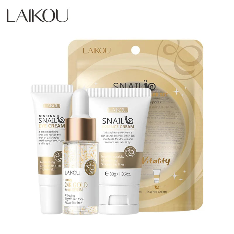 3pcs/set LAIKOU Vitamin C 24K Golden Sakura Skin Care Sets Face Cream Serum Eye Cream Moisturizing Anti Wrinkles Face Care Kit.2026 SKIN CARE REJUVENECEDOR, HUMECTANTE FACIAL