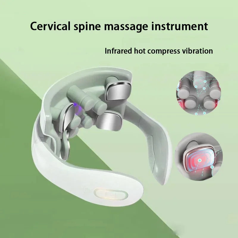 Masajeador Inteligente de Cuello y Hombros — Masaje Cervical con Vibración y Calor para Aliviar el Dolor, Pulso Terapéutico para las Vértebras Cervicales, Instrumento de Cuidado de la Salud
