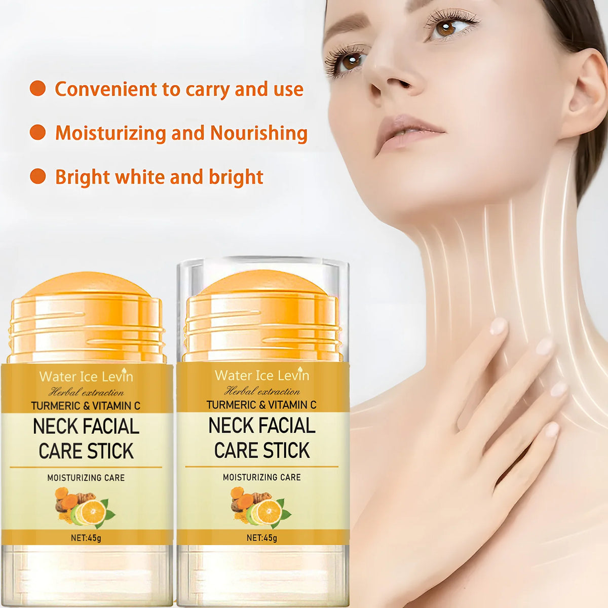 Turmeric & Vitamin C Neck Care Stick, Moisturizes with Herbal Extracts for Smooth, Glowing, Elastic Neck Skin.2026 RODILLO FACIAL DE CULCUMA MEJORA LA ELASTICIDAD FACIAL Y ELIMINA MANCHAS INDESEADAS. CUELLO Y MANDIBULA