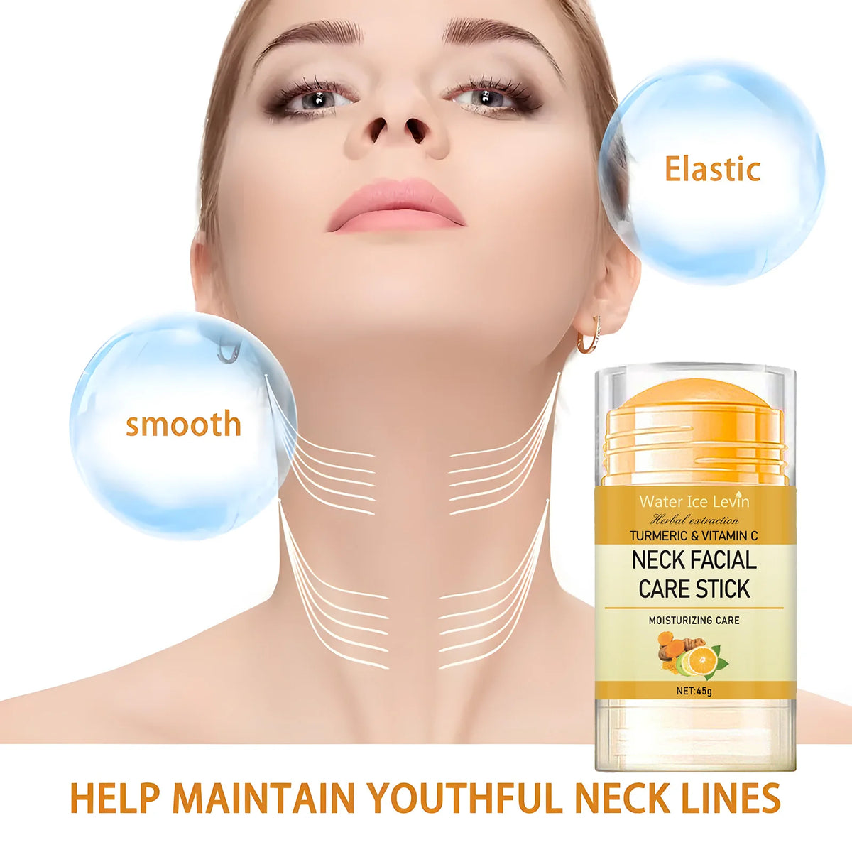 Turmeric & Vitamin C Neck Care Stick, Moisturizes with Herbal Extracts for Smooth, Glowing, Elastic Neck Skin.2026 RODILLO FACIAL DE CULCUMA MEJORA LA ELASTICIDAD FACIAL Y ELIMINA MANCHAS INDESEADAS. CUELLO Y MANDIBULA