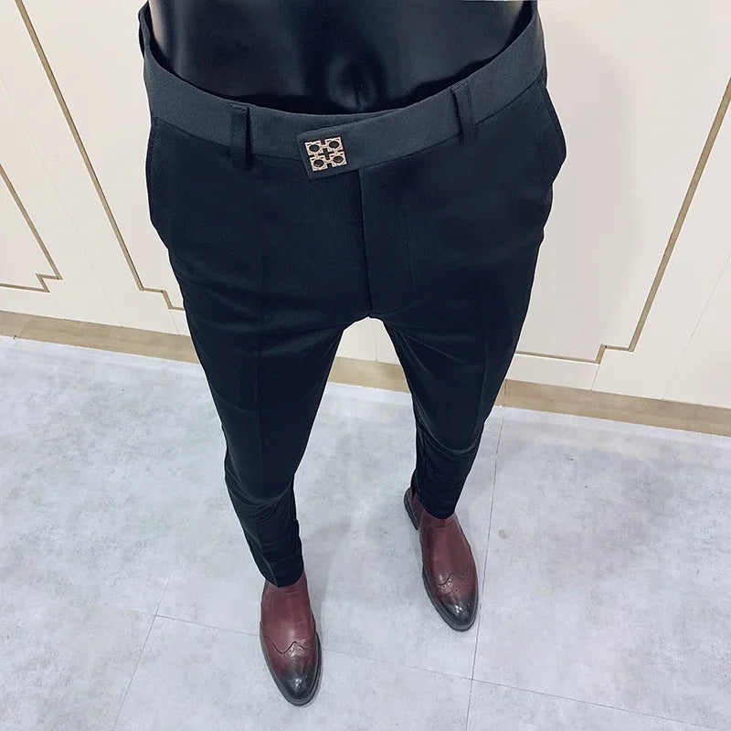 Men Suit Pants Formal Trousers Stretch Slim Pantalone Hombre Calça Masculina Solid Color Casual Dress Pants Fashion Men Clothing. Pantalones de Hombre, extra slim fit 2026. Elegantes