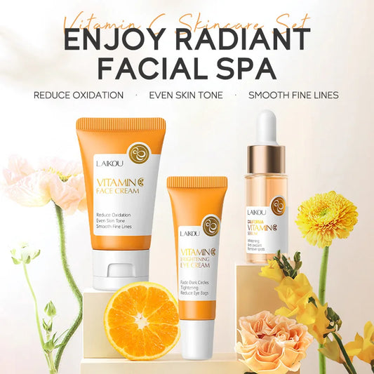 3pcs/set LAIKOU Vitamin C 24K Golden Sakura Skin Care Sets Face Cream Serum Eye Cream Moisturizing Anti Wrinkles Face Care Kit.2026 SKIN CARE REJUVENECEDOR, HUMECTANTE FACIAL
