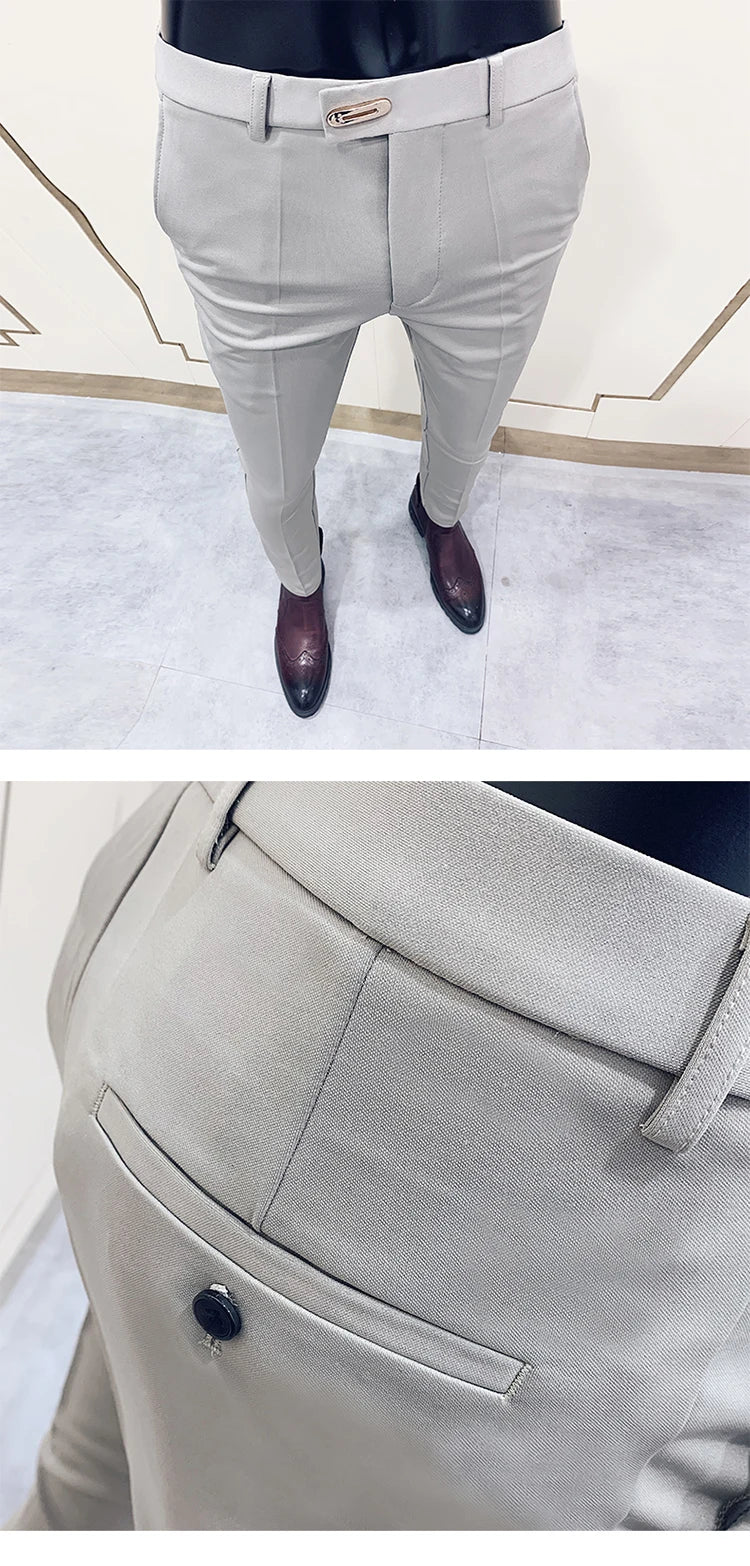 Men Suit Pants Formal Trousers Stretch Slim Pantalone Hombre Calça Masculina Solid Color Casual Dress Pants Fashion Men Clothing. Pantalones de Hombre, extra slim fit 2026. Elegantes