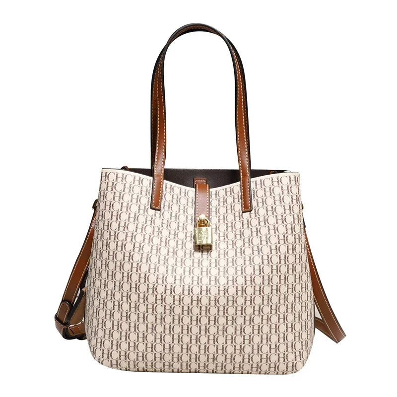 CH Premium Versatile Leather Crossbody Bag Ladies Large Capacity Daily Commuter Tote Bag Letter Print Design Ladies Fashion 2026