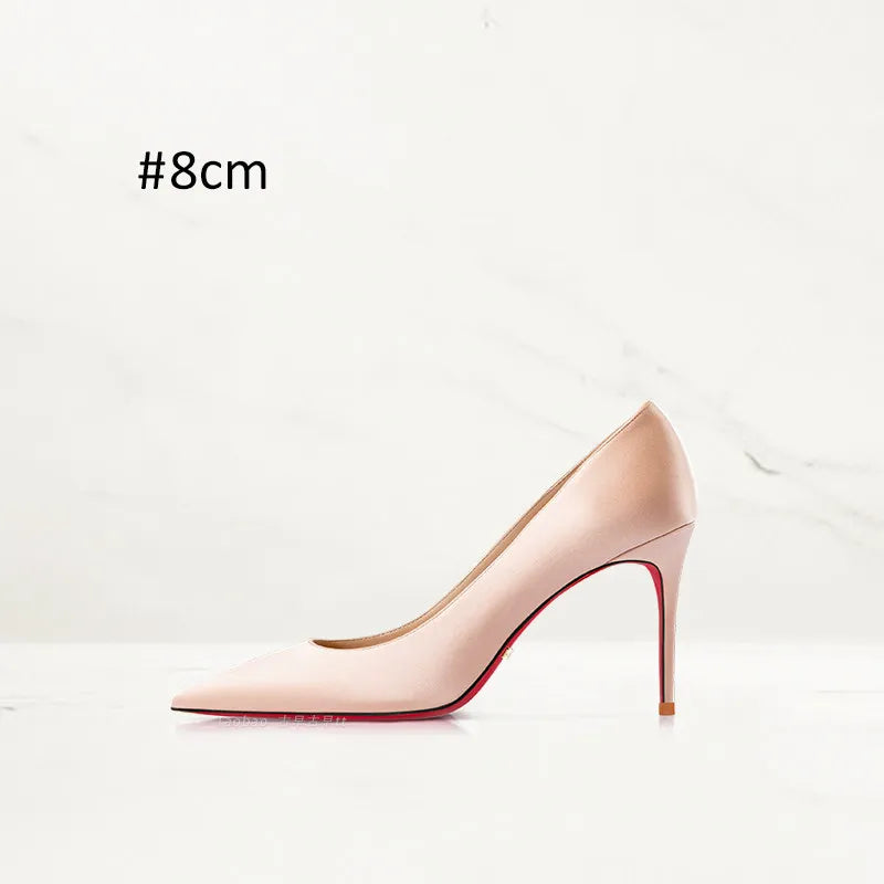 2025 Winter New High-heeled Shoes for Women, Green, Real Silk Satin, Thin Heel, Pointed Toe,Elegant,12cm,Single Shoes for Ladies 2026