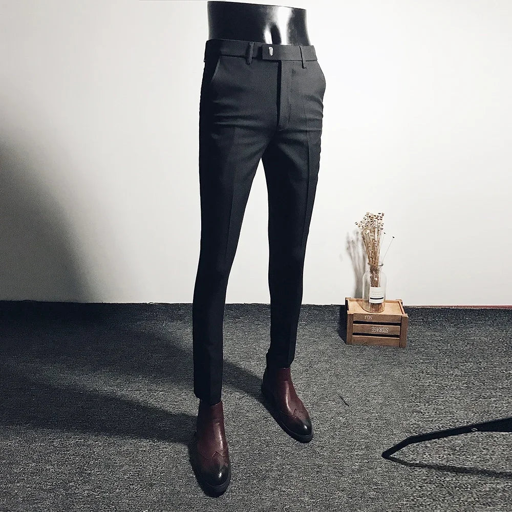 Men Suit Pants Formal Trousers Stretch Slim Pantalone Hombre Calça Masculina Solid Color Casual Dress Pants Fashion Men Clothing. Pantalones de Hombre, extra slim fit 2026. Elegantes