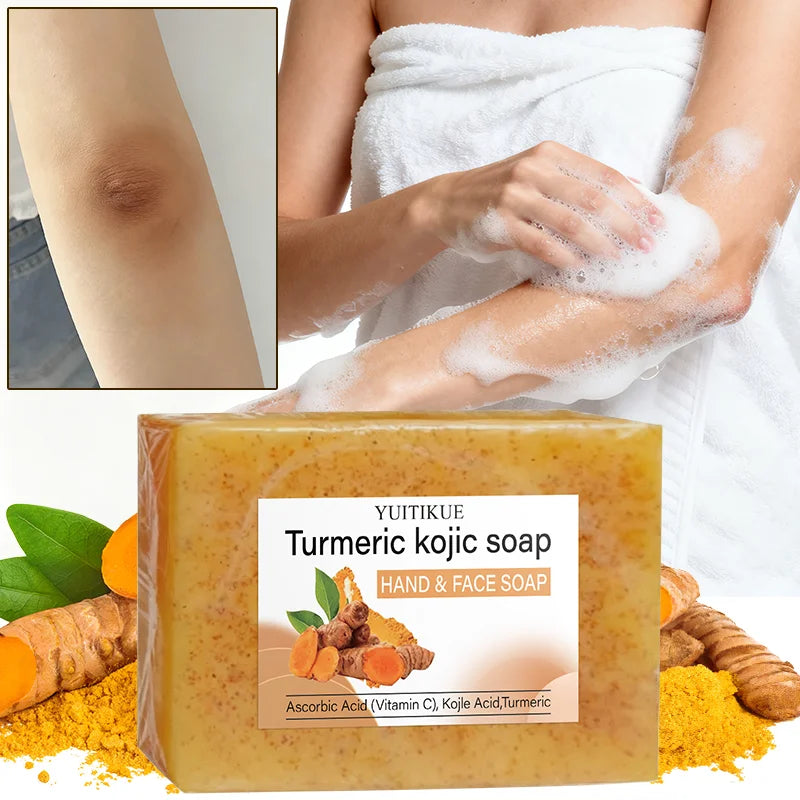 Natural Turmeric Kojic Soap - Hand & Face Cleanser, Brightens Skin, Deep Cleansing Dense Foam, Moisturizing for All Skin Types..2026 JABON HIDRATANTE PARA LA SALUD FACIAL  DE CURCUMA
