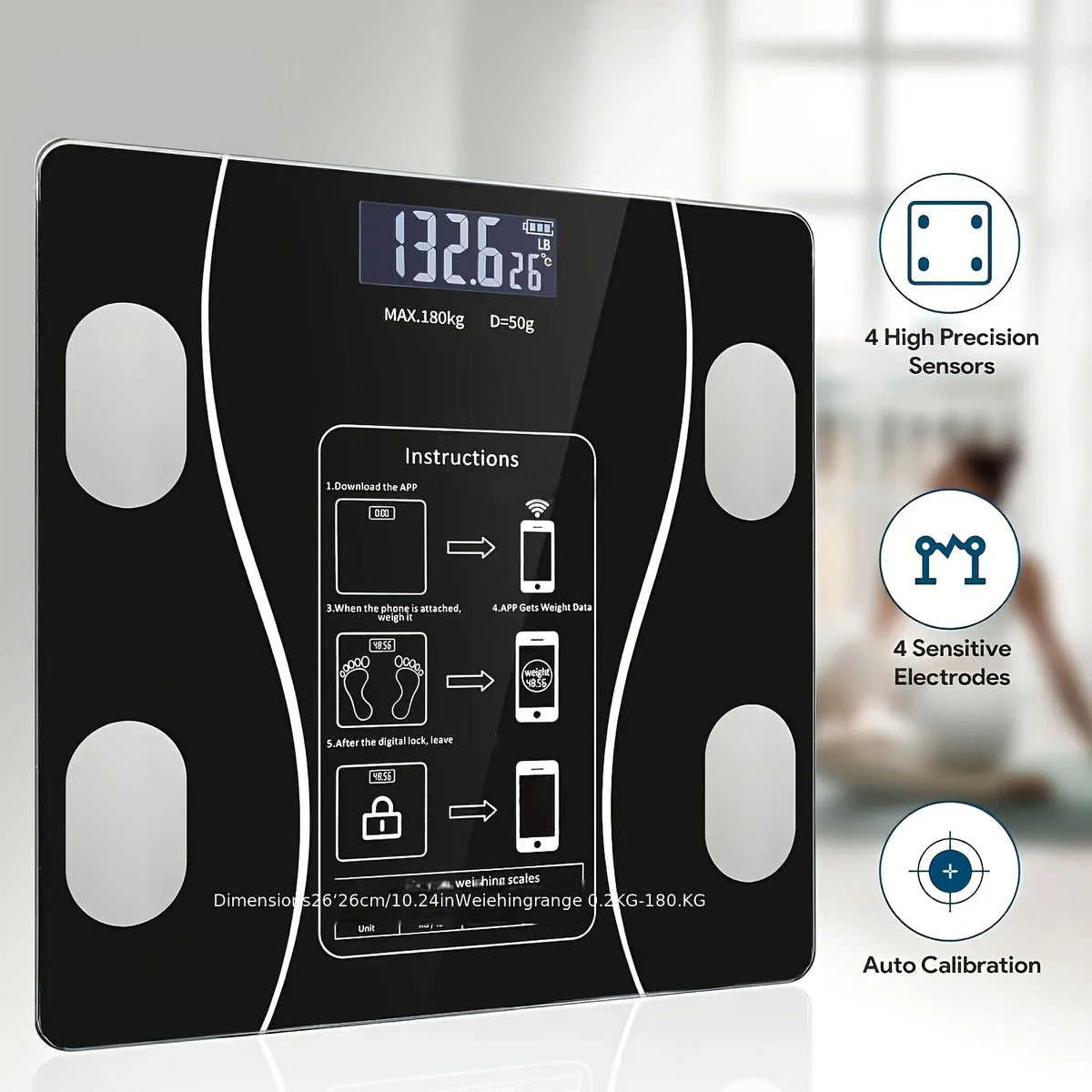 Intelligent Digital Body Scale With Backlit LED Display Screen,Weighing Up To 400 Pounds,Ideal for Weight Management & Fitness. Pesa corporal