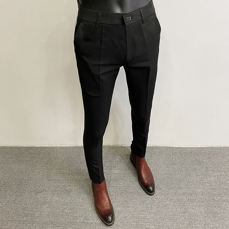 Men Suit Pants Formal Trousers Stretch Slim Pantalone Hombre Calça Masculina Solid Color Casual Dress Pants Fashion Men Clothing. Pantalones de Hombre, extra slim fit 2026. Elegantes