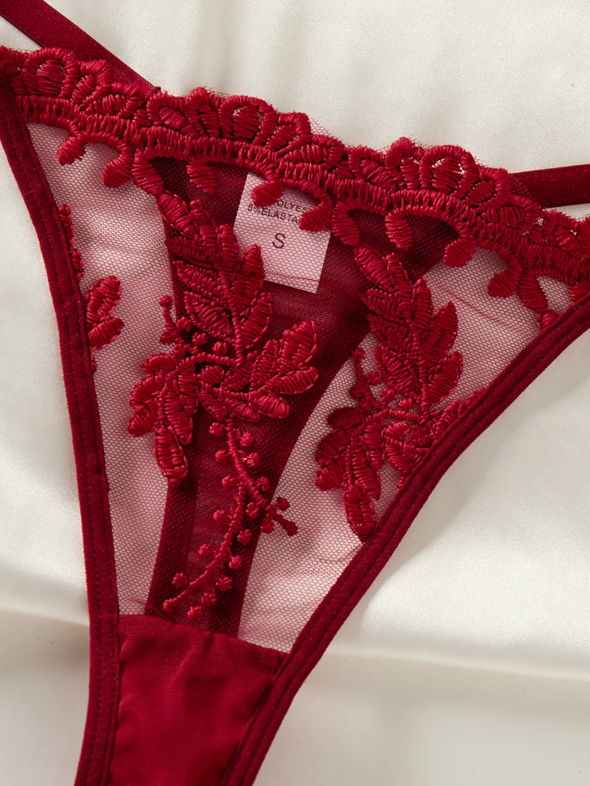 Wine Red Ladies' countryside style wheat ear embroidery semi transparent nightgown, elegant and comfortable.2026