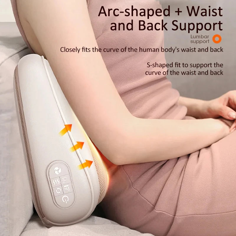 Almohada Masajeadora para Cuello, Cintura, Espalda y Hombros — Masaje con Dedo, Multifunción con Compresión Caliente para Relajar la Cintura