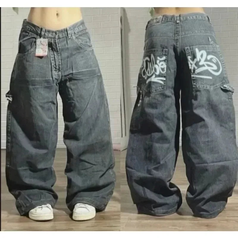 American Hip-hop Retro Loose Jeans Women's Y2K New Tide Harajuku High Waist Wide leg Pants Gothic Wide Pants Street Pants Male. Jeans Exclusivos Modernos 2026