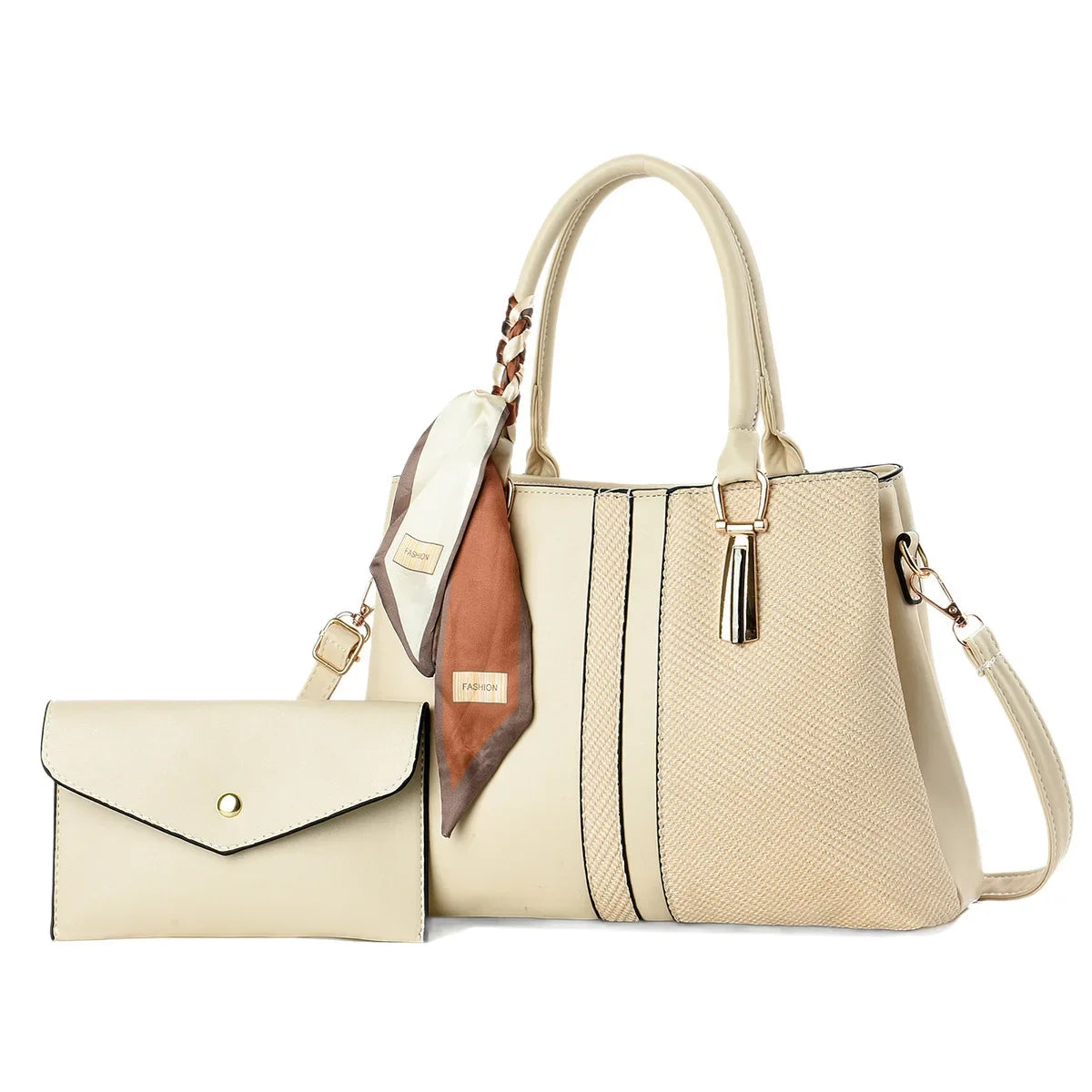 Large Capacity Fashion Color Block Mat Mother And Daughter Handbag Ladies Handbag with Scarf Soft Polyester Lining Zipper Closur 2026
