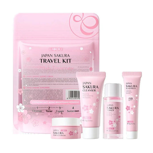 4pcs/Bag Sakura Skin Care Sets Facial Cleanser Face Face Toner Sunscreen Moisturizing Smoothing Nourishing Skincare Product.2026 KIT DE LIMPIEZA FACIAL Y PROTECTOR SOLAR