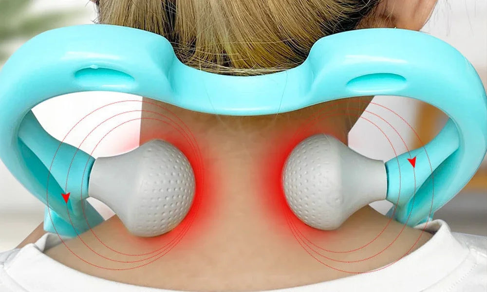 Masajeador de Cuello — Herramienta de Masaje de Doble Presión para Puntos Gatillo, Manual, para Relajar Cuello y Aliviar Dolor de Espalda, Masaje Profundo