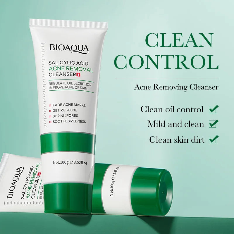BIOAQUA Salicylic Acid Facial Cleanser Acne Treatment Moisturizing Oil Control skincare Face Wash Foam Face Cleanser Skin Care.2026 CREMA FACIAL DE ACIDO SALISILICO MEJORA LA APRIENCIA FACIAL Y ACTUA CONTRA EL ACNES. PROTEGE Y RESTABLECE LA ELASTICIDAD