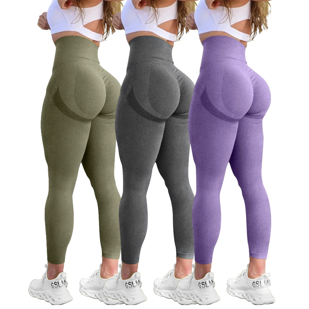 Women Butt Lifting Yoga Leggings Elastic Workout High Waist Tummy Control Ruched Booty Pants Seamless Gym Compression Tights. Licras Deportivas de Mujer 2026