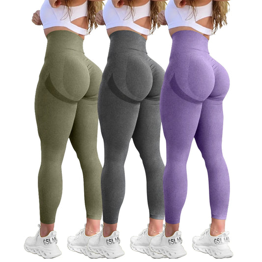 Women Butt Lifting Yoga Leggings Elastic Workout High Waist Tummy Control Ruched Booty Pants Seamless Gym Compression Tights. Licras Deportivas de Mujer 2026