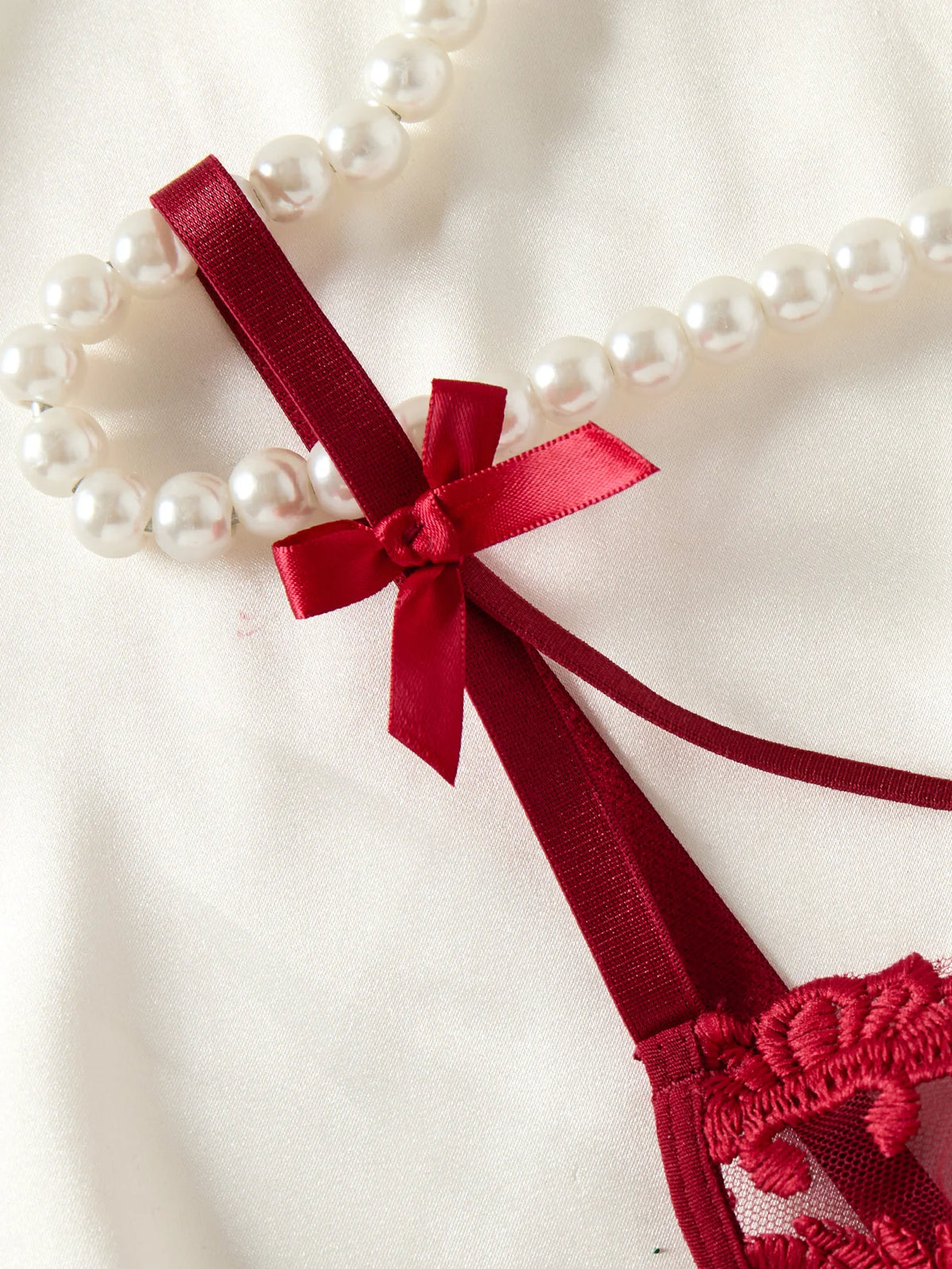 Wine Red Ladies' countryside style wheat ear embroidery semi transparent nightgown, elegant and comfortable.2026