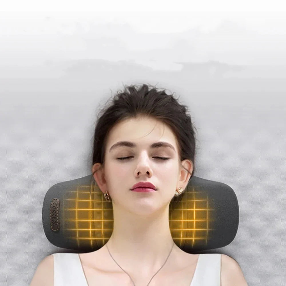 Almohada Masajeadora de Cuello — Eléctrica con Compresión Caliente, Masaje Vibratorio, Almohada Cervical para Dormir y Relajación, Espuma Viscoelástica con Soporte para la Columna