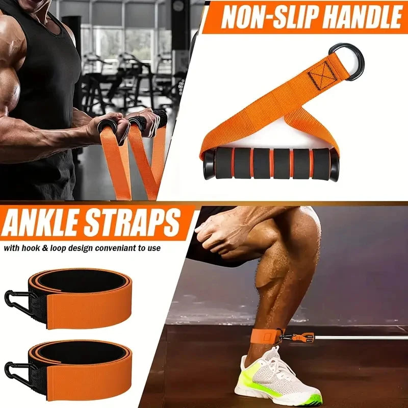 Resistance strap with handle: used for muscle training, strength building, body shaping, yoga, home fitness equipment - natural. Ligas Elasticas Extra duraderas para Crecimiento Muscular 2026