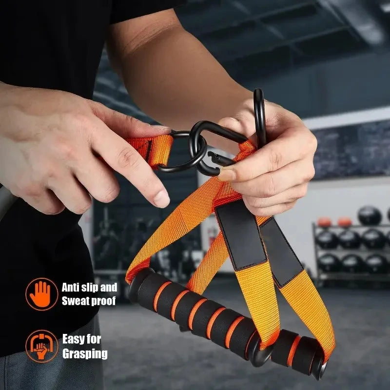 Resistance strap with handle: used for muscle training, strength building, body shaping, yoga, home fitness equipment - natural. Ligas Elasticas Extra duraderas para Crecimiento Muscular 2026