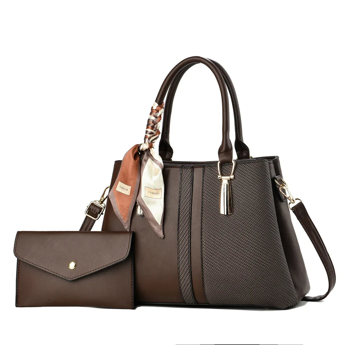 Large Capacity Fashion Color Block Mat Mother And Daughter Handbag Ladies Handbag with Scarf Soft Polyester Lining Zipper Closur 2026