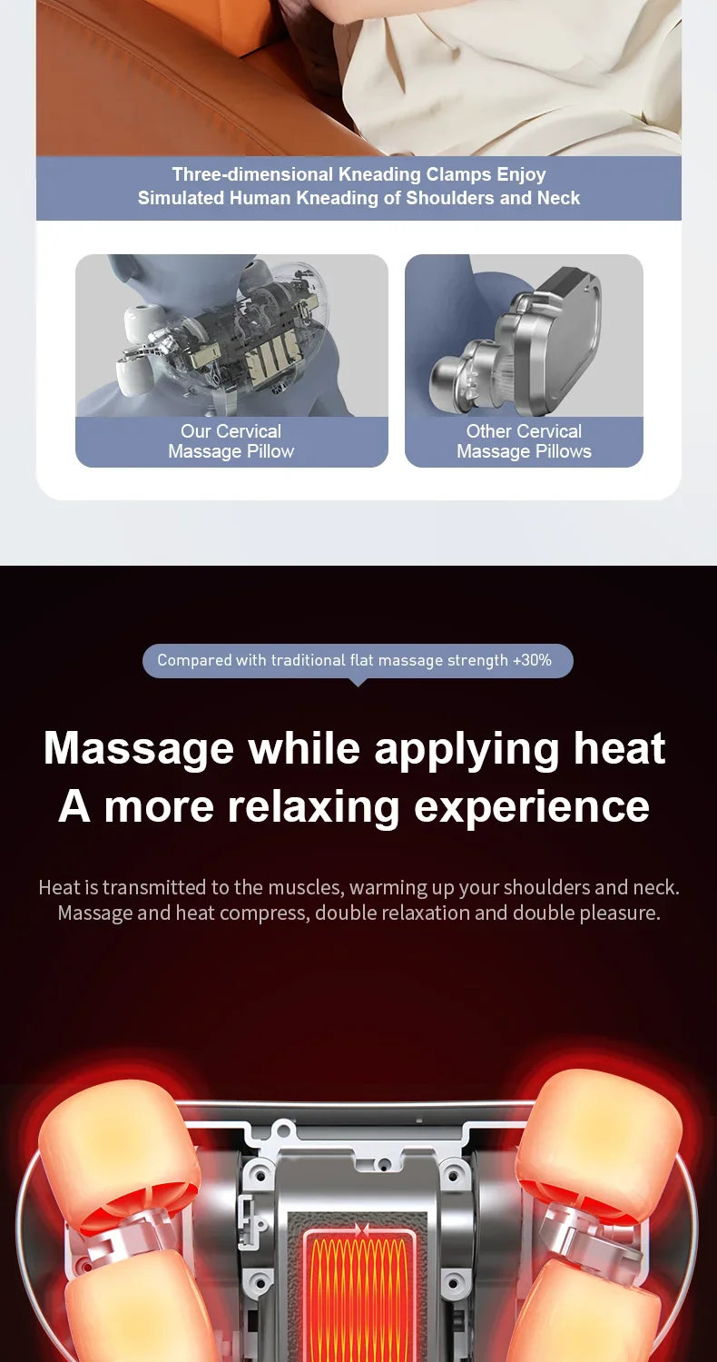 JAIYORL Almohada Masajeadora Eléctrica para Trapecio — Inalámbrica para Auto y Hogar, con Calor, para Cintura, Cuello, Piernas y Cervical, Masaje Shiatsu con Amasado