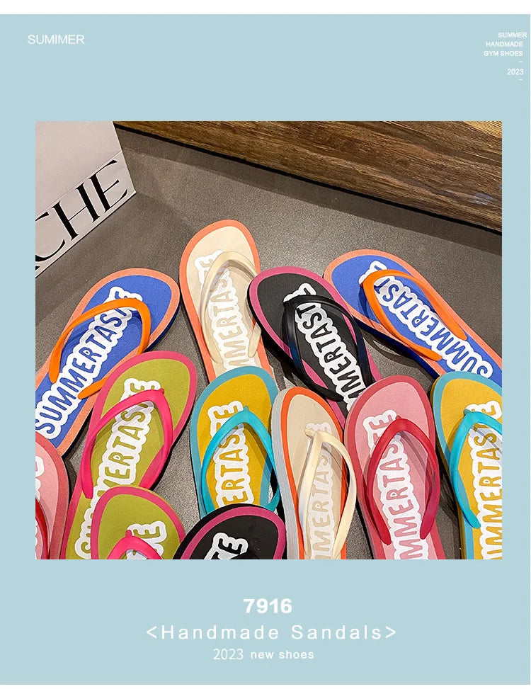 Women's Flip Flops 2025 New Summer Thick Bottom Clip Toe Fashion Beach Slippers Cool Slippers for Women 2026