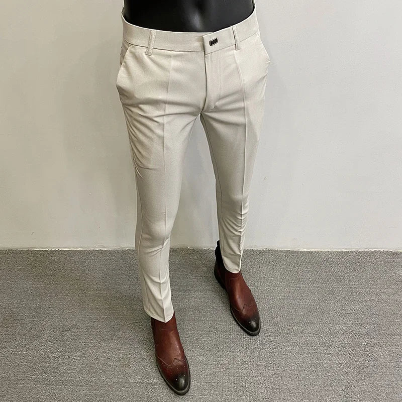 Men Suit Pants Formal Trousers Stretch Slim Pantalone Hombre Calça Masculina Solid Color Casual Dress Pants Fashion Men Clothing. Pantalones de Hombre, extra slim fit 2026. Elegantes