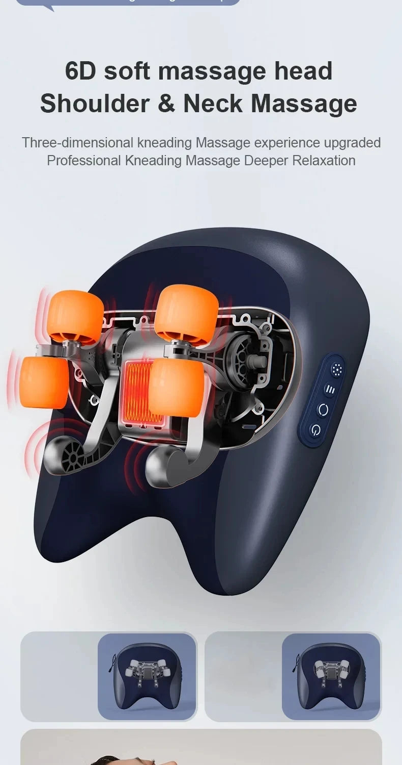 JAIYORL Almohada Masajeadora Eléctrica para Trapecio — Inalámbrica para Auto y Hogar, con Calor, para Cintura, Cuello, Piernas y Cervical, Masaje Shiatsu con Amasado