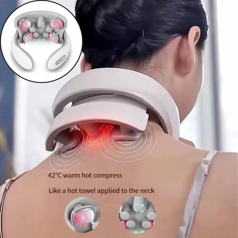 Masajeador Inteligente de Cuello y Hombros — Masaje Cervical con Vibración y Calor para Aliviar el Dolor, Pulso Terapéutico para las Vértebras Cervicales, Instrumento de Cuidado de la Salud