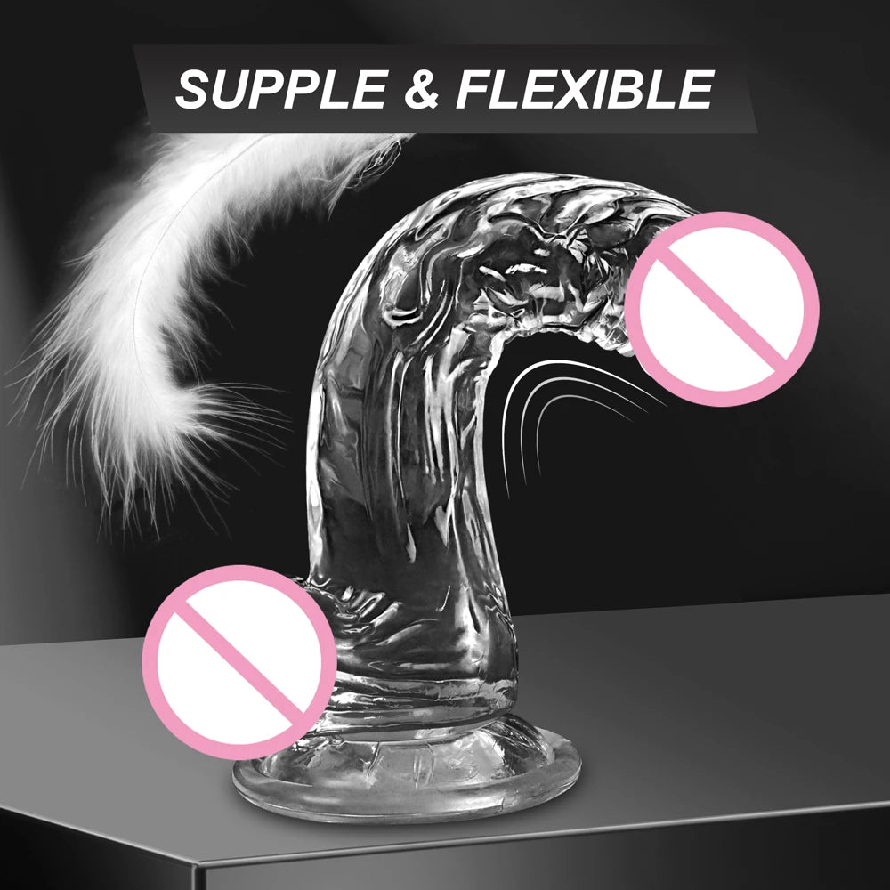 Realistic Transparent Dildo for Women Silicone Realistic Fake Dick Penis with Strong Suction Cup Hands-Free Adult Sex Toy 2026