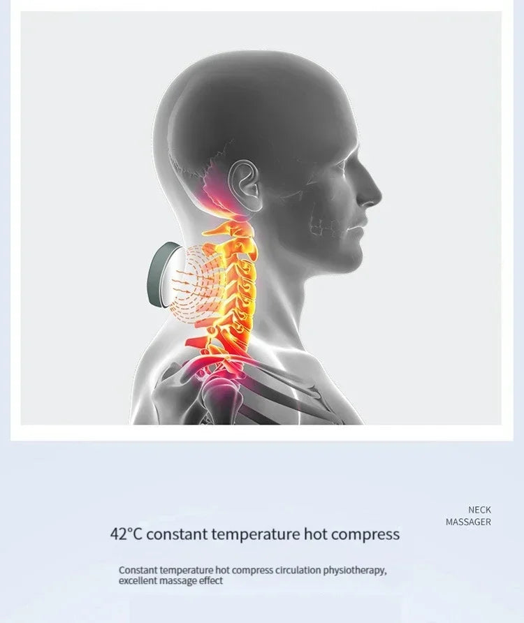 Masajeador Inteligente de Cuello y Hombros — Masaje Cervical con Vibración y Calor para Aliviar el Dolor, Pulso Terapéutico para las Vértebras Cervicales, Instrumento de Cuidado de la Salud