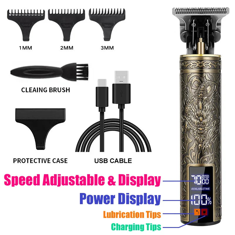 T9 Professional Electric Hair Clipper for Men Rechargeable Hair Cutting Machine Barber Shaver Haircut Remover Hair Trimmer 2026