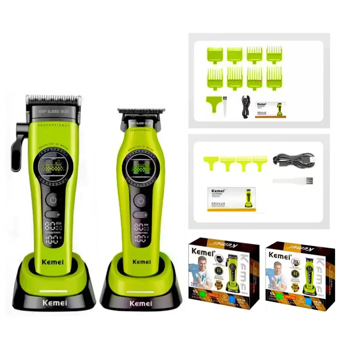 Kemei 1593 1595 Hair Trimmers Professional Barber Hair Clippers F1 -Super Engine External Brushless Motor Hair Cutting Machine 2026