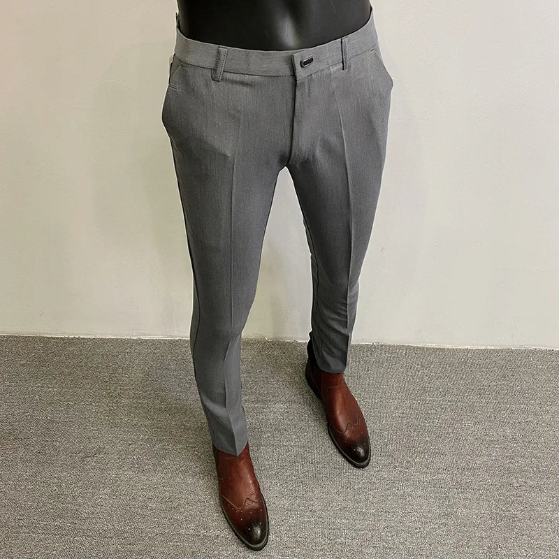 Men Suit Pants Formal Trousers Stretch Slim Pantalone Hombre Calça Masculina Solid Color Casual Dress Pants Fashion Men Clothing. Pantalones de Hombre, extra slim fit 2026. Elegantes