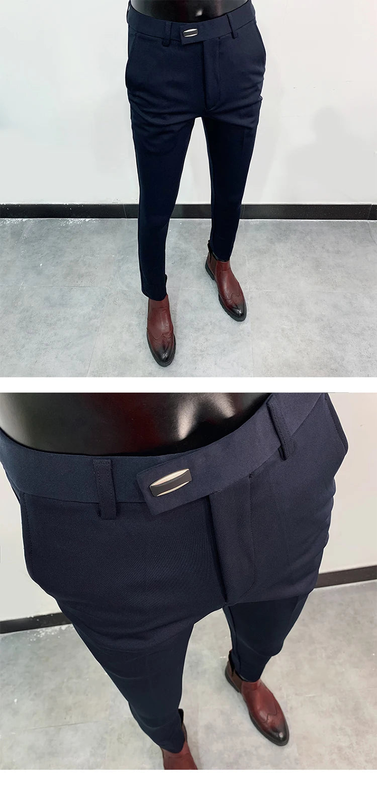 Men Suit Pants Formal Trousers Stretch Slim Pantalone Hombre Calça Masculina Solid Color Casual Dress Pants Fashion Men Clothing. Pantalones de Hombre, extra slim fit 2026. Elegantes