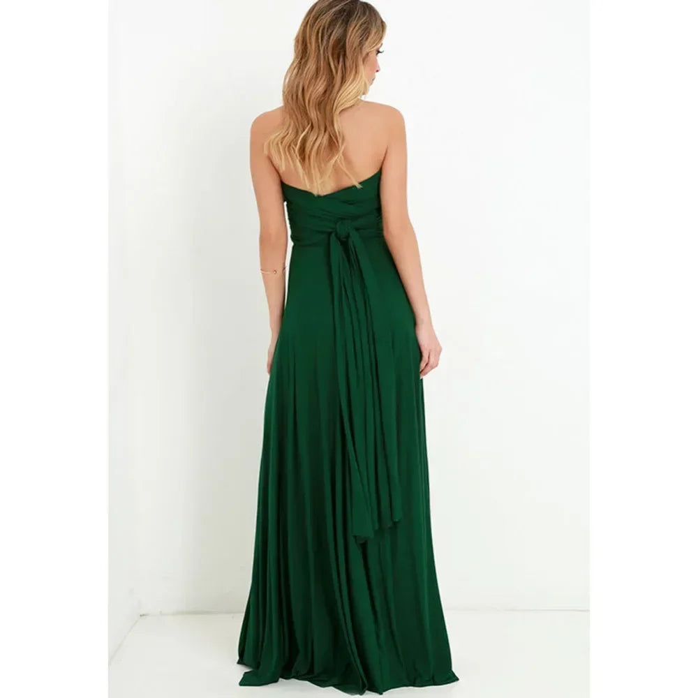 Fashion Multi-worn V-neck Vestidos De Fiesta Women Long Dress Sexy Strapped Lady Summer Maxi Dress