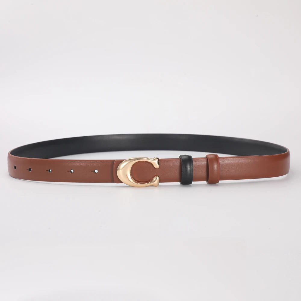 High-quality Women's Fashionable Belt C-shaped Buckle Smooth Buckle Temperament Double-sided Gift For Mother Using Belt 2026