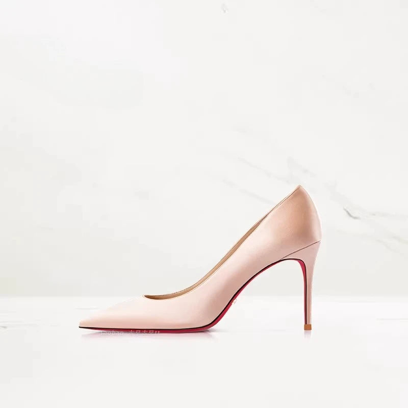 2025 Winter New High-heeled Shoes for Women, Green, Real Silk Satin, Thin Heel, Pointed Toe,Elegant,12cm,Single Shoes for Ladies 2026