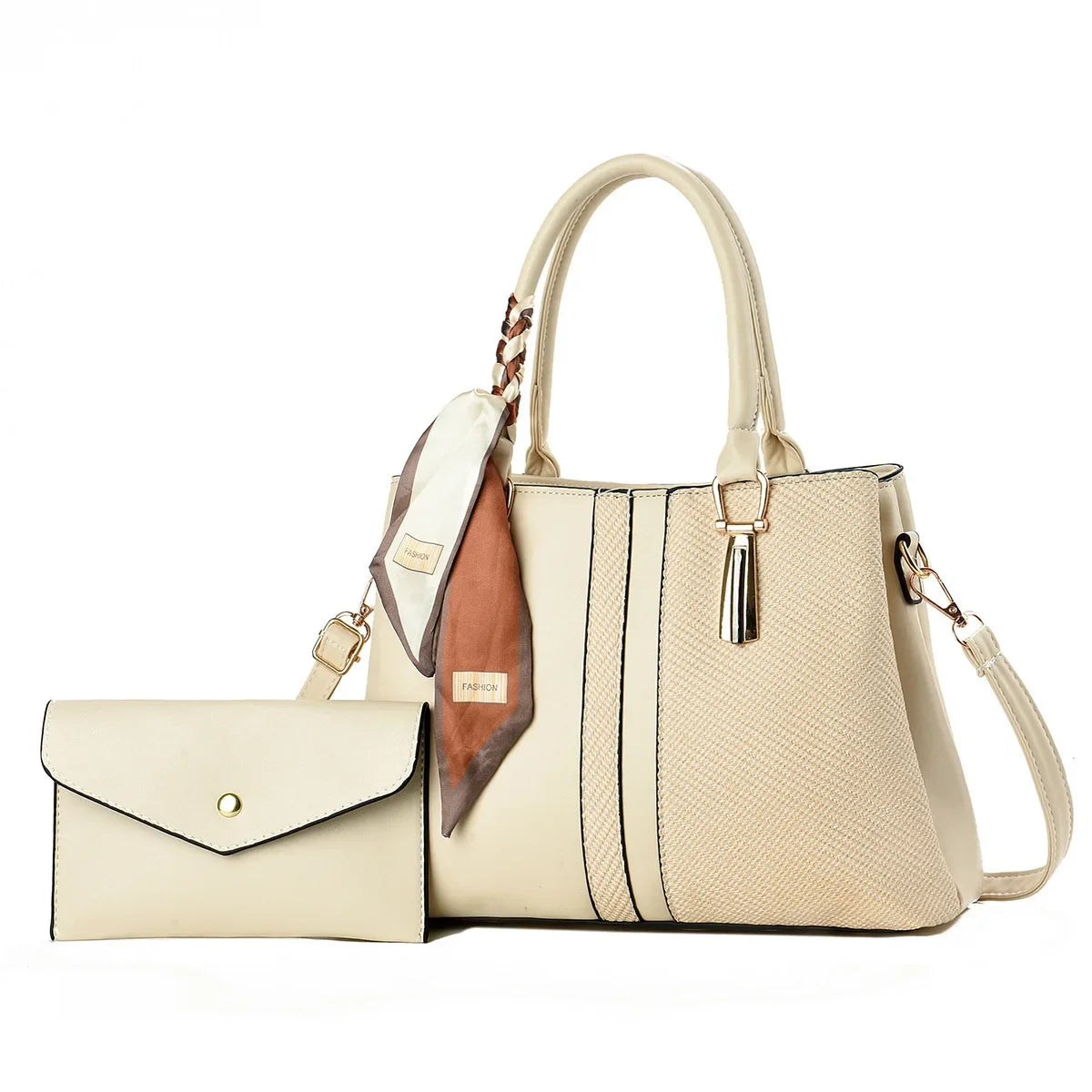 Large Capacity Fashion Color Block Mat Mother And Daughter Handbag Ladies Handbag with Scarf Soft Polyester Lining Zipper Closur 2026