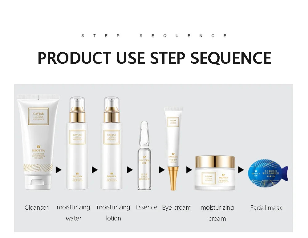 Set de Cuidado de la Piel con Caviar de 15 Piezas: Set de Sérums Faciales, Hidratante para el Rostro, Antiarugas, Aclarante, Belleza y Salud, Cuidado Facial Coreano.